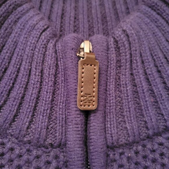 Izod Fair Isle Quarter Zip Sweater M Classic Fit Blue Red Holiday Pullover - Picture 6 of 9